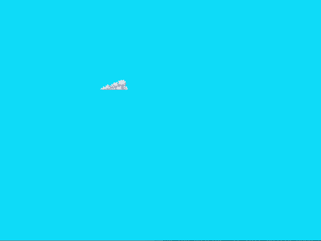 a program made in pygame including blue background and clouds.